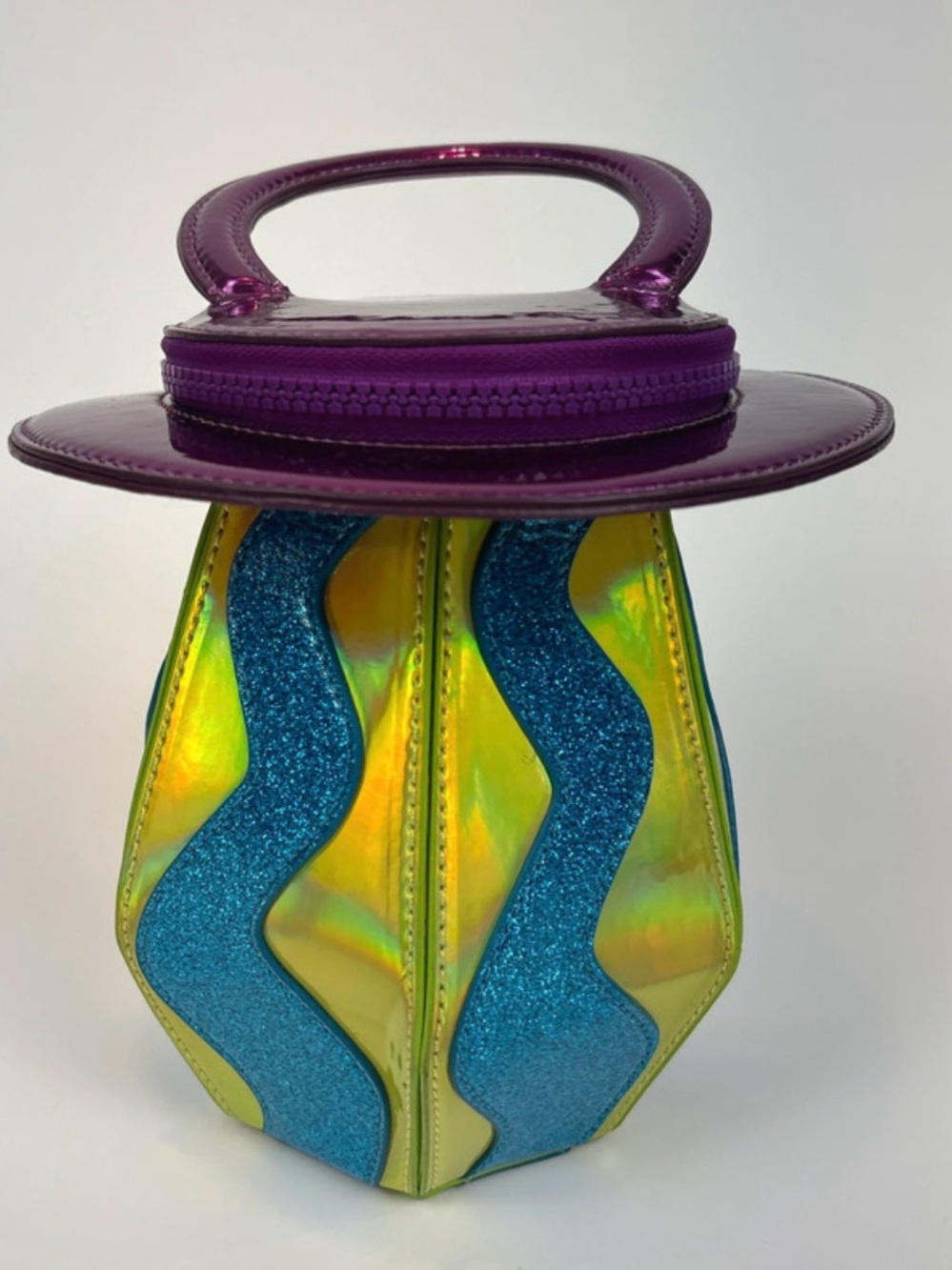 Dolls Kill Club Exx Ring Pop Candy Bag Handbag Purple Blue Glitter Holographic
